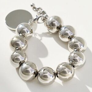 Anthropologie Polished Silver Chunky Bead Bracelet NEW